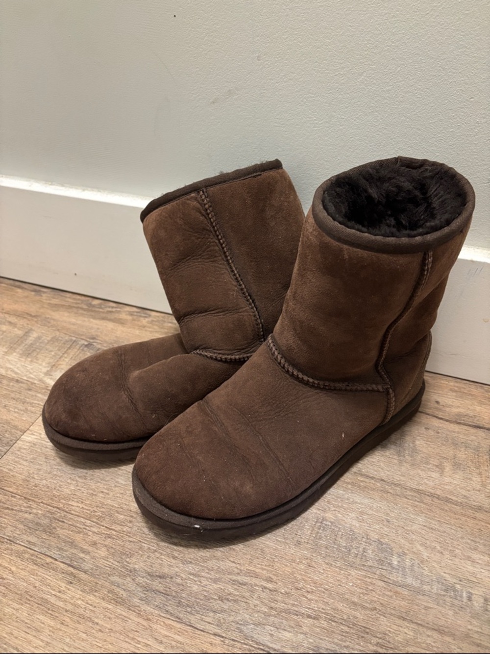 UGG Brown Suede Shearling Short Boots